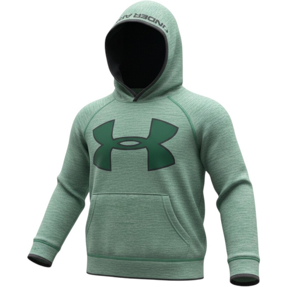 Under Armour Storm1 Kids Green Heather Space Dye Logo Hoodie Sweatshirt